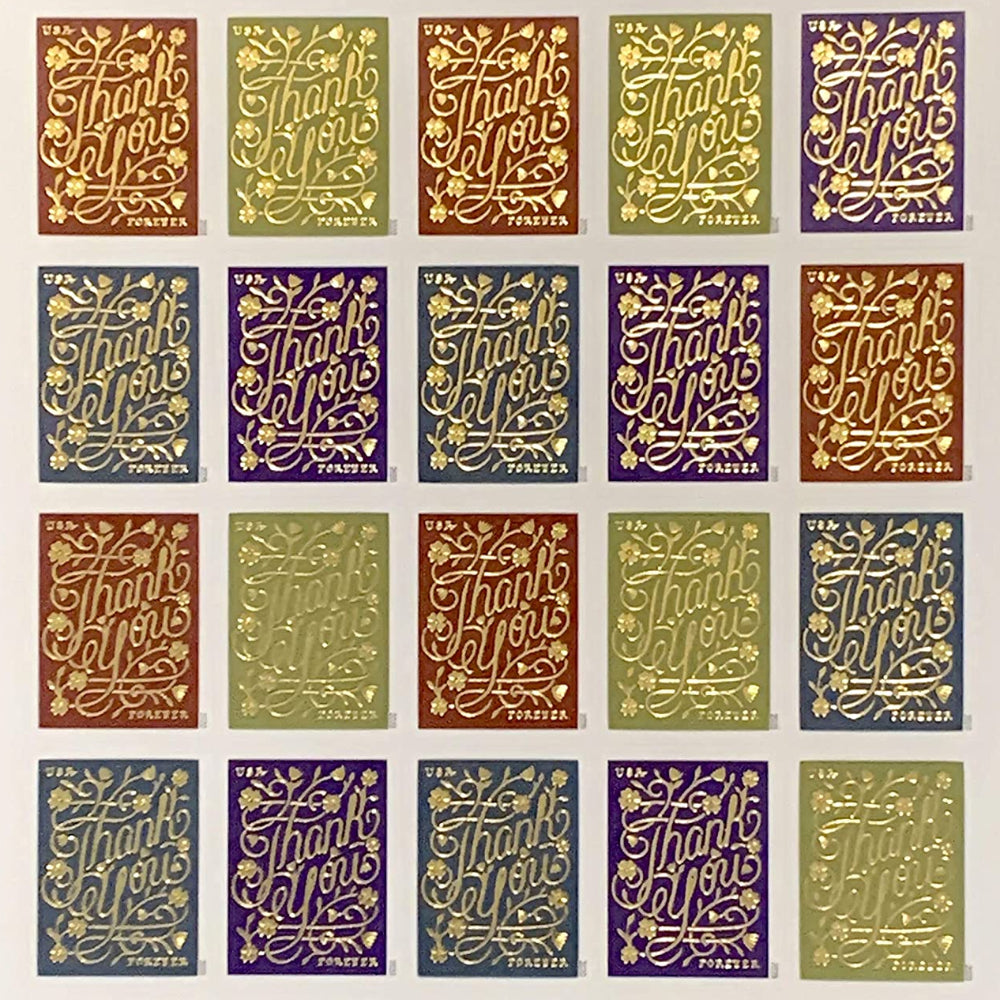 USPS Thank You 2020 Forever Holidays Stamps - Book of 20 Postage Stamps