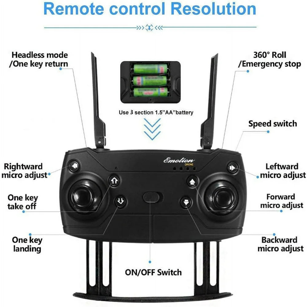 Aerial RC Drone Professional HD 1080P 90° Adjustable Camera Folding Wifi 360 Degree