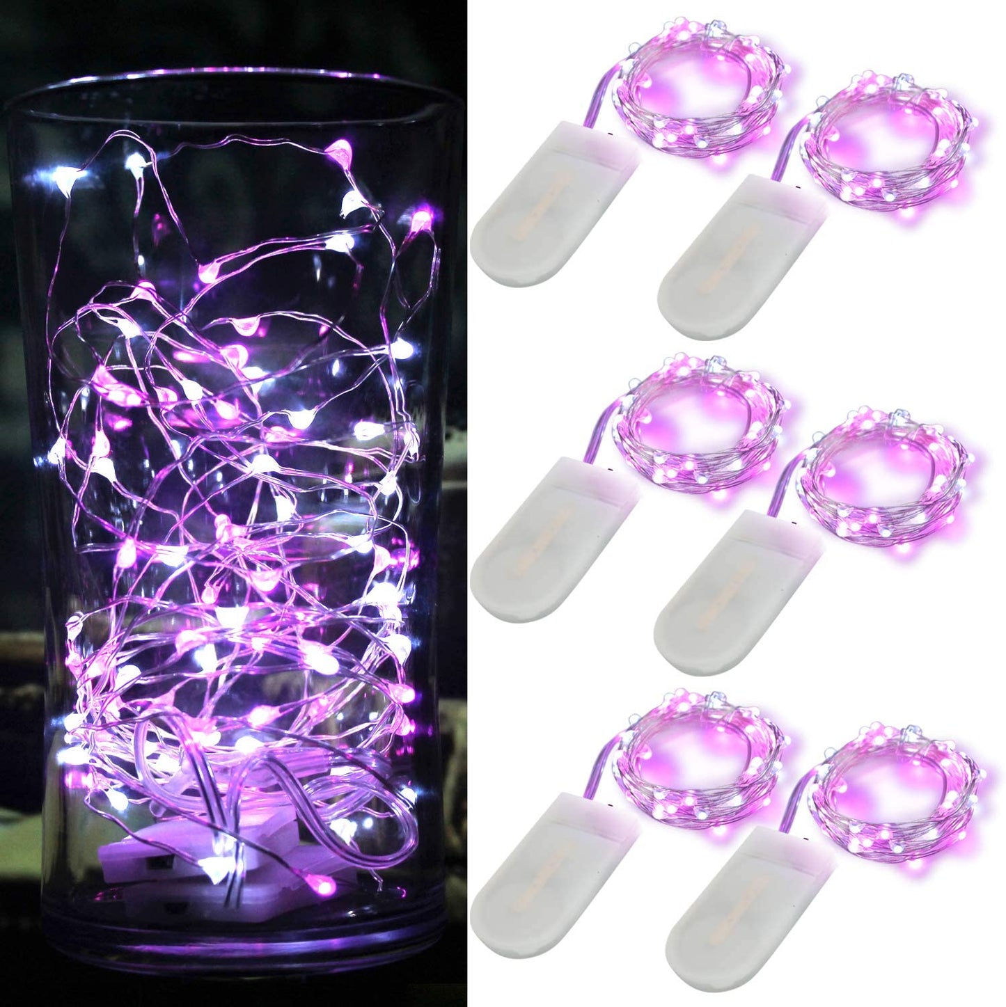 6 Pack Starry String Lights Waterproof Fairy String Lights 20 Micro Starry Leds on Silvery Copper Wire CR2032 Batteries Included for Wedding Centerpiece Party Christmas Table Decor Warm White