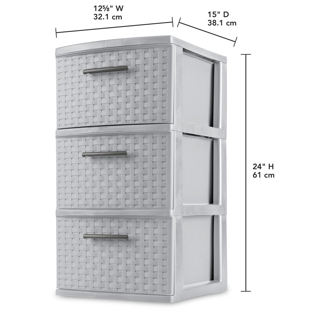 3 Drawer Weave Tower Plastic, Cement