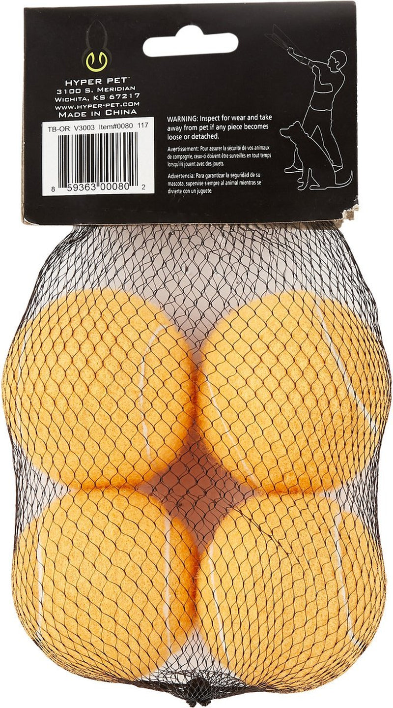 Tennis Balls, Dog Fetch Toys, Grade a Rubber Ball, Orange, 4 Count