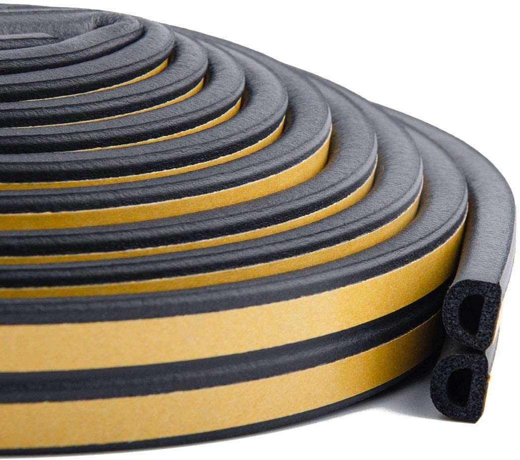 Indoor Weather Stripping, Self Adhesive Foam Window Seal Strip for Doors and Windows Weatherstrip Gap Blocker, 7/20-Inch X 6/25-Inch X 8-Feet, (2 Seals Total 16Feet)