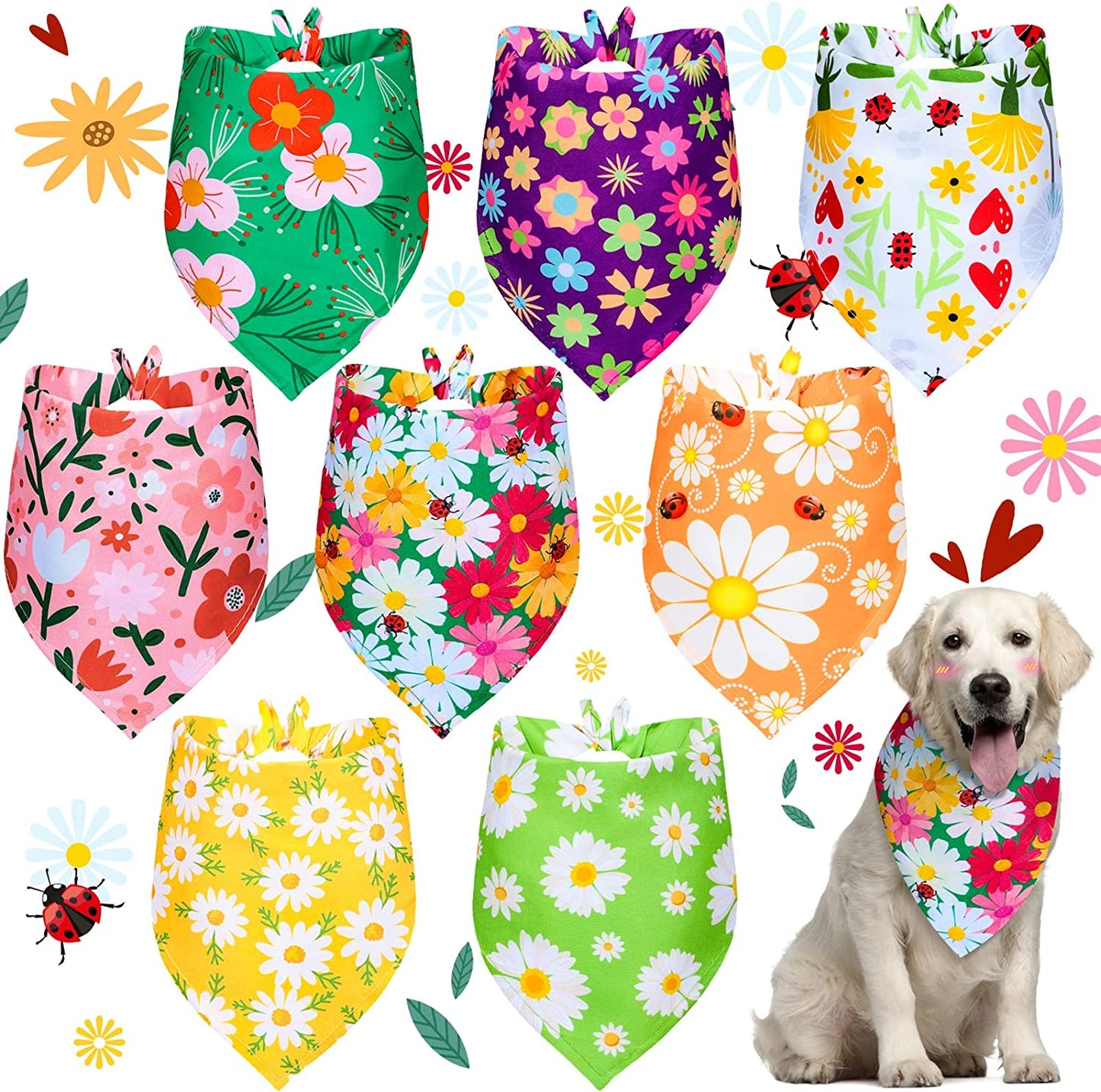 8 Pieces Summer Dog Bandanas 