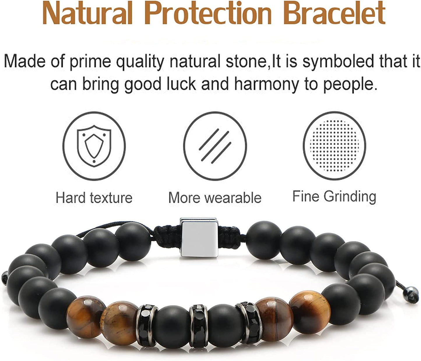 Tiger Eye Beaded Bracelets for Men To My Boyfriend Husband Son Brother Grandson Mens Bracelet Anniversary Birthday Christmas Father's day Gifts for Him