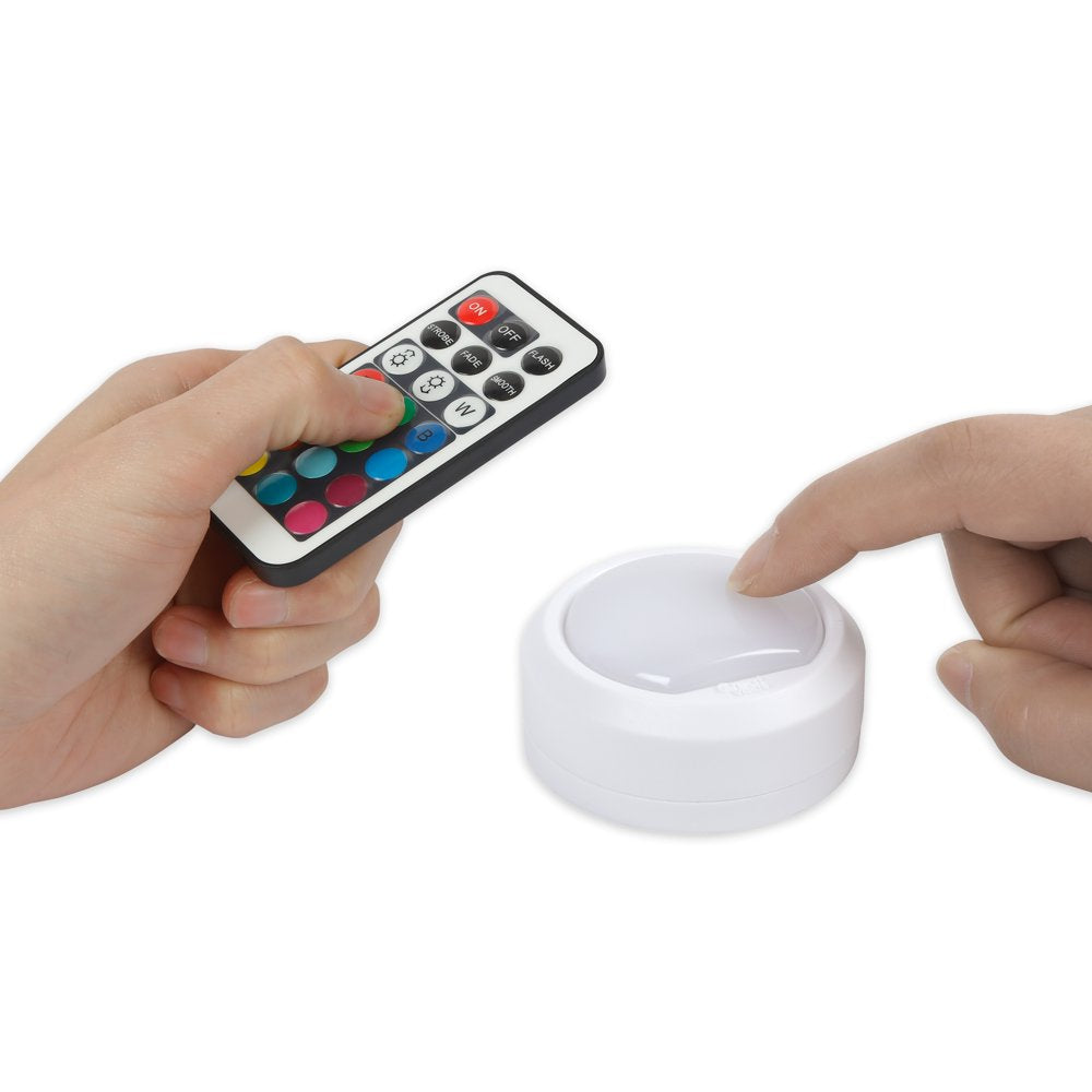 5-Pack Color Changing LED Puck Lights with Remote and Batteries