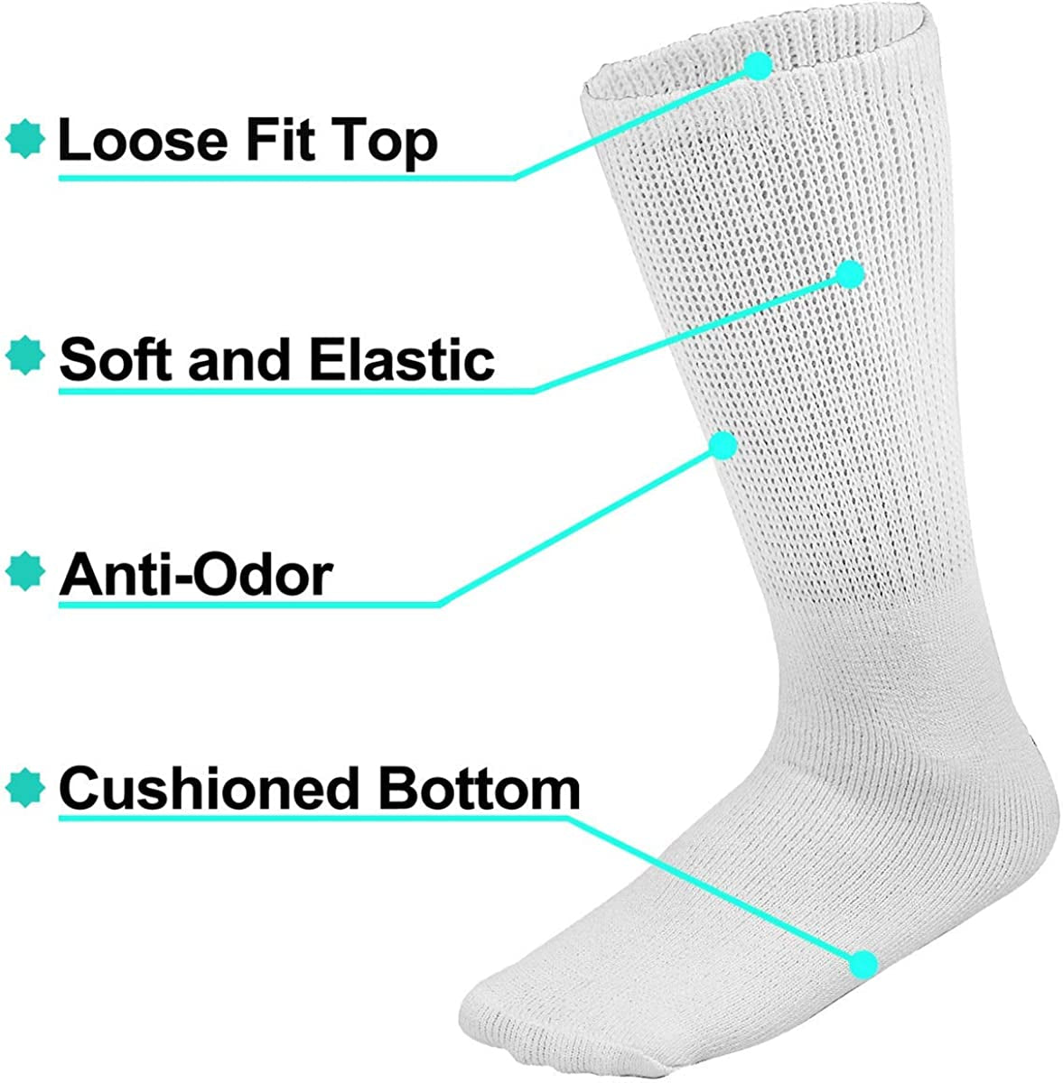 Physicians Approved Diabetic Socks Crew Unisex 3, 6 or 12-Pack