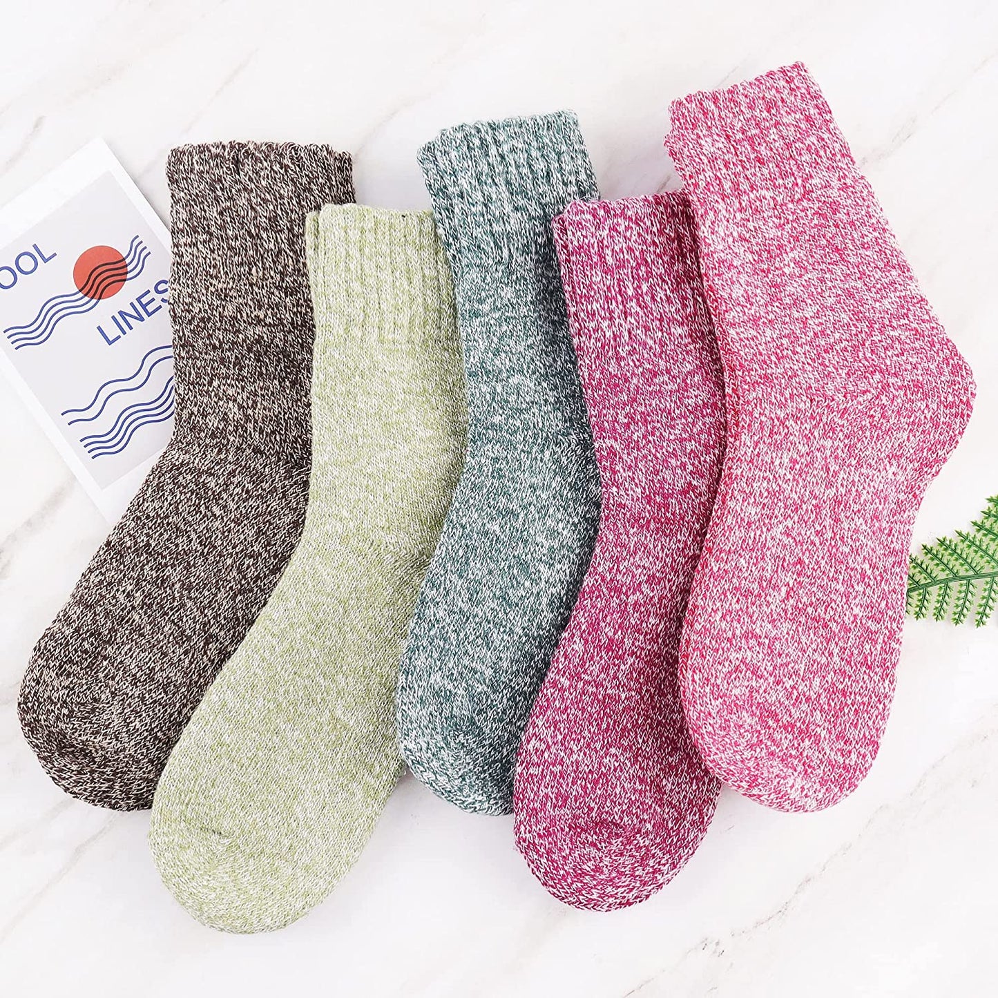 5 Pairs Wool Socks for Women Warm Winter Thermal Thick Socks Gifts for Women