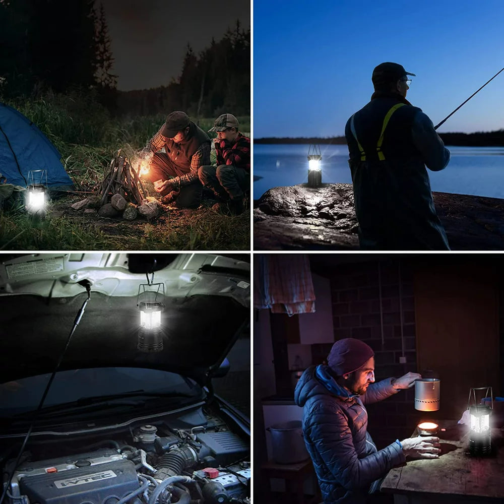 4-Pack LED Camping Lanterns Battery Powered, Collapsible, IPX4 Water Resistant, Outdoor Portable Lights for Emergency, Hurricane, Storms and Outages