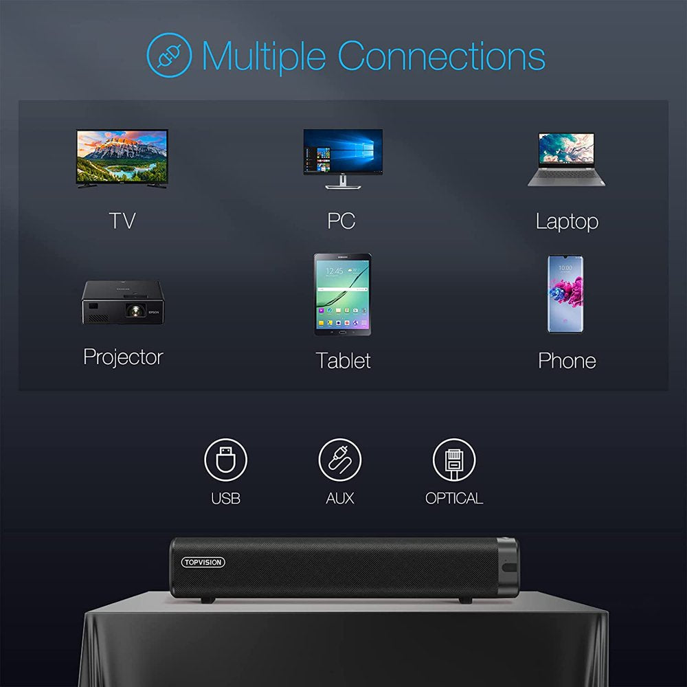 Subwoofer Sound Bar for TV, Wired & Wireless Bluetooth 5.0 3D Surround Speakers with Remote Control