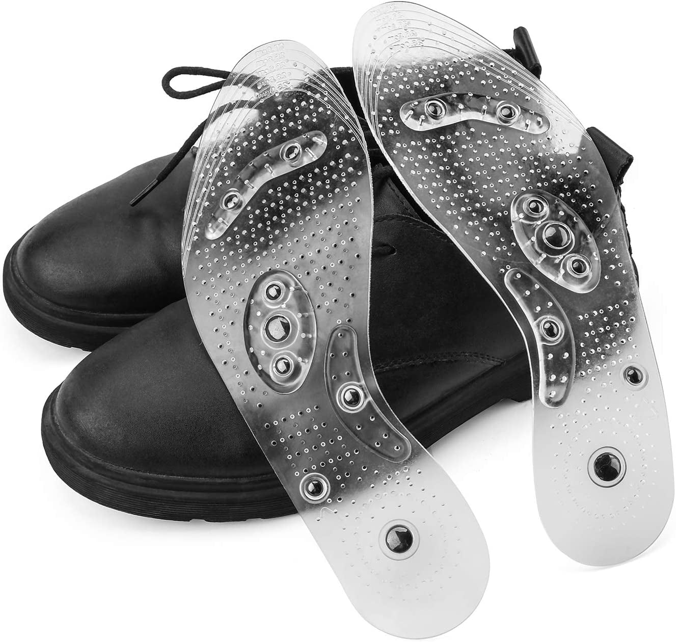 3 Pairs Acupressure Magnetic Massage Insoles, Oumers Foot Massage Shoe-Pad Foot Therapy Reflexology Pain Relief Shoe Insoles,Transparent (US M:7-9 W:8-10)