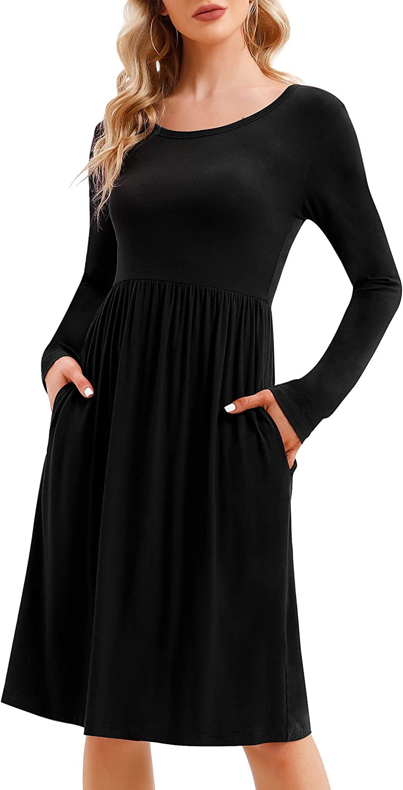 Summer Casual T-Shirt Dresses for Women Loose Fit Comfy Short Sleeves Women Dresses with Pockets Fall Dress