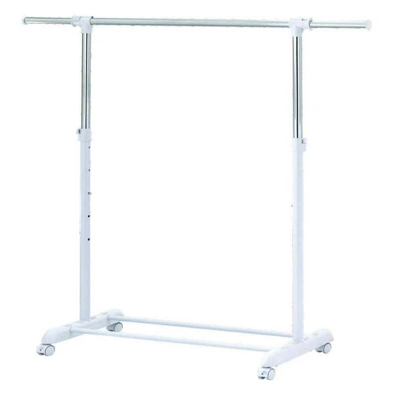 Adjustable Rolling Garment Rack Metal Chrome, White