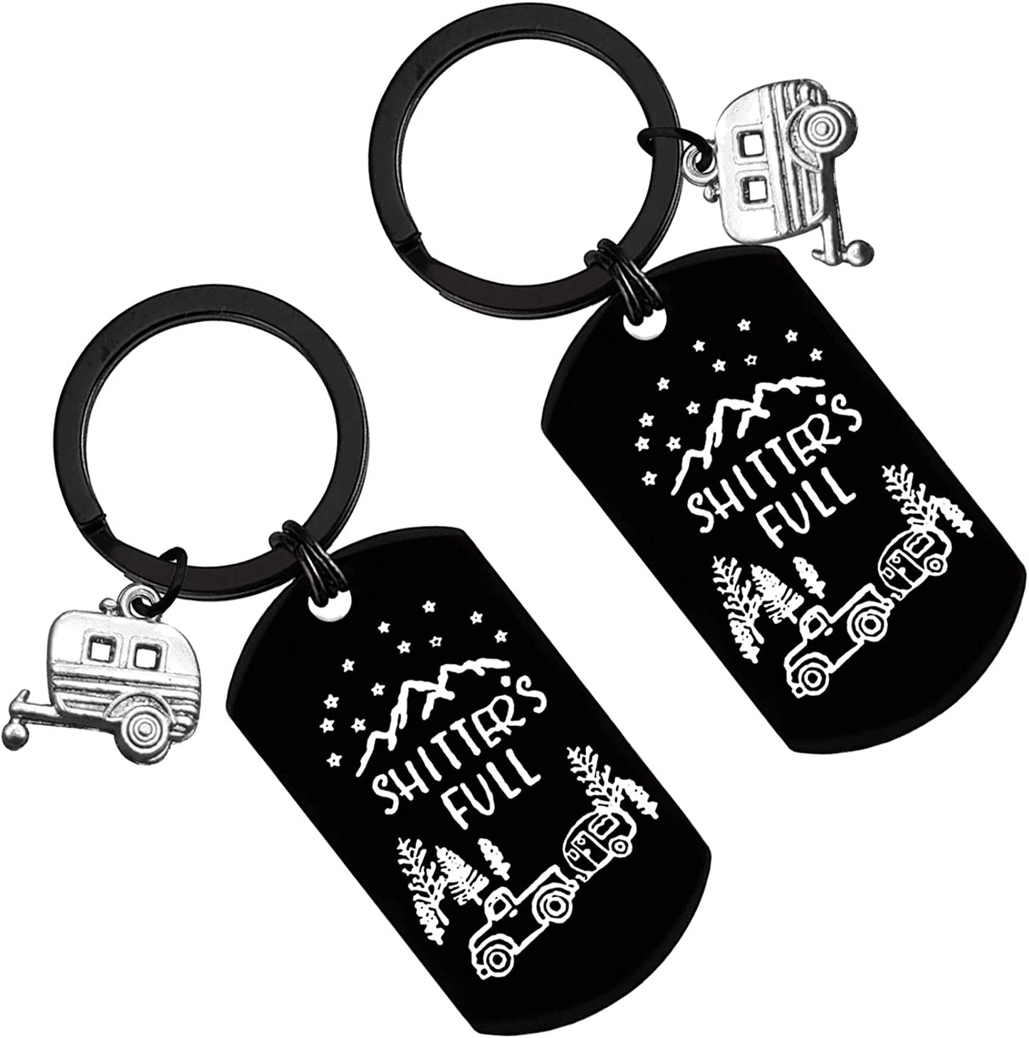 2pcs Happy Camper RV Keychain Camping Gifts for Men Women Camper Trailer
