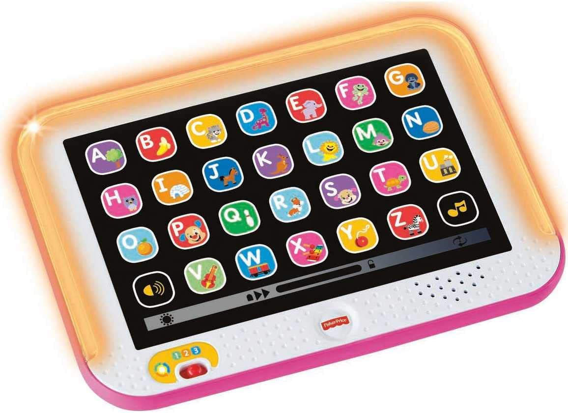 Fisher-Price Pretend Tablet Learning Toy with Lights Music and Smart Stages Educational Content for Baby and Toddler, Blue