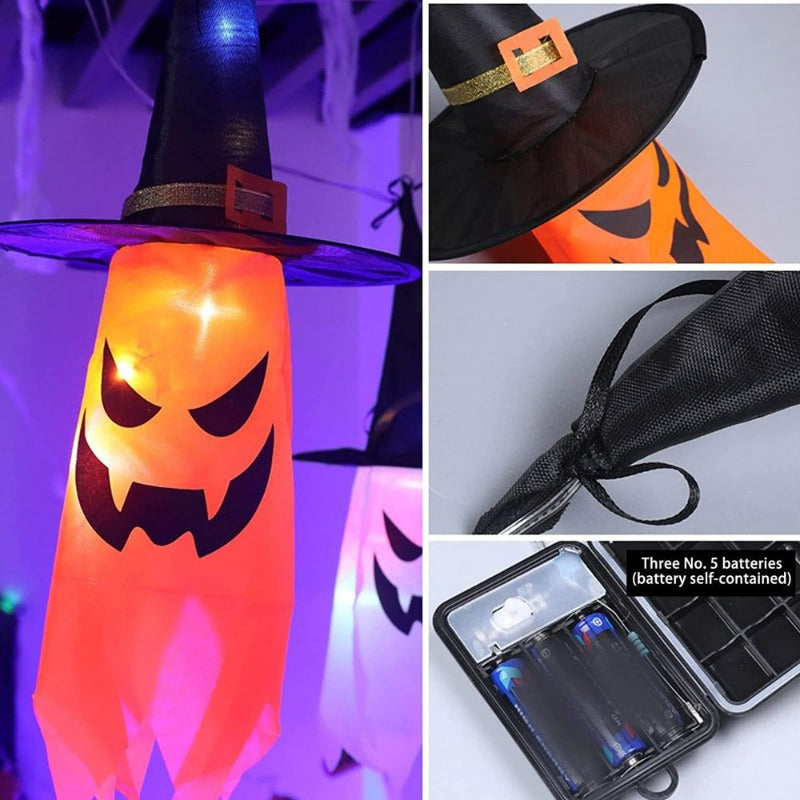 5 Pcs Halloween Witch Hat String Lights,Colored LED Lights Halloween Glowing Decoration for Yard Tree Garden Party Decor, Indoor and Outdoor