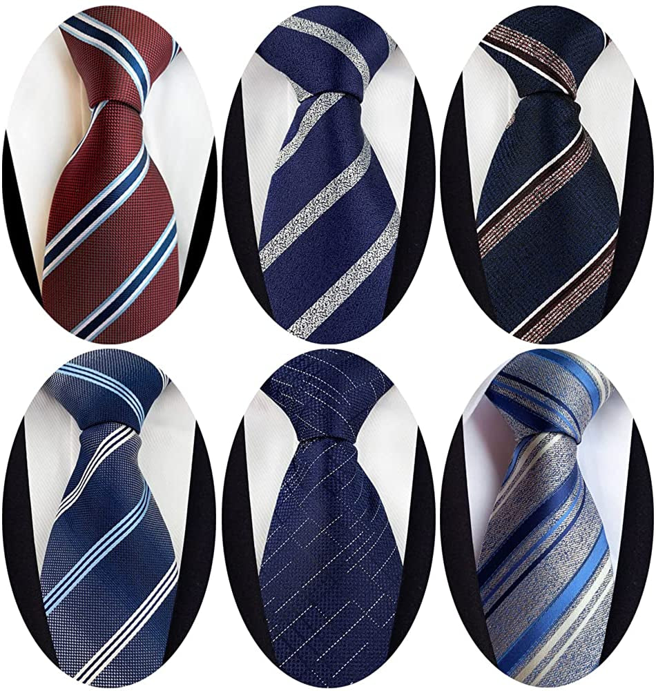 6 Pcs Men's Necktie Classic Silk Tie Woven Jacquard Neck Ties