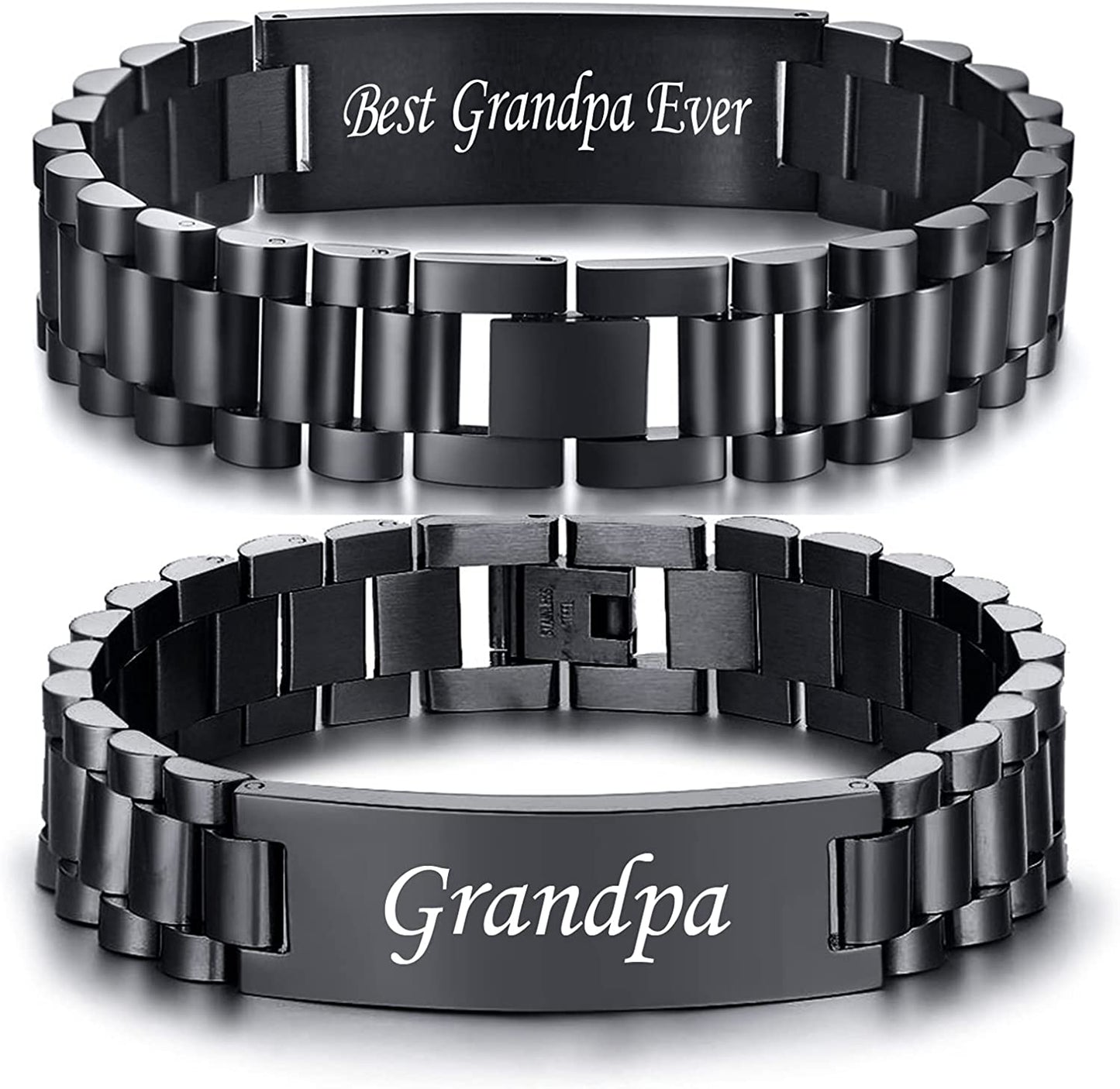 Watch Band Stainless Steel Link Bracelet Personalized Engraved DAD Jewelry Gift for Men DAD Father