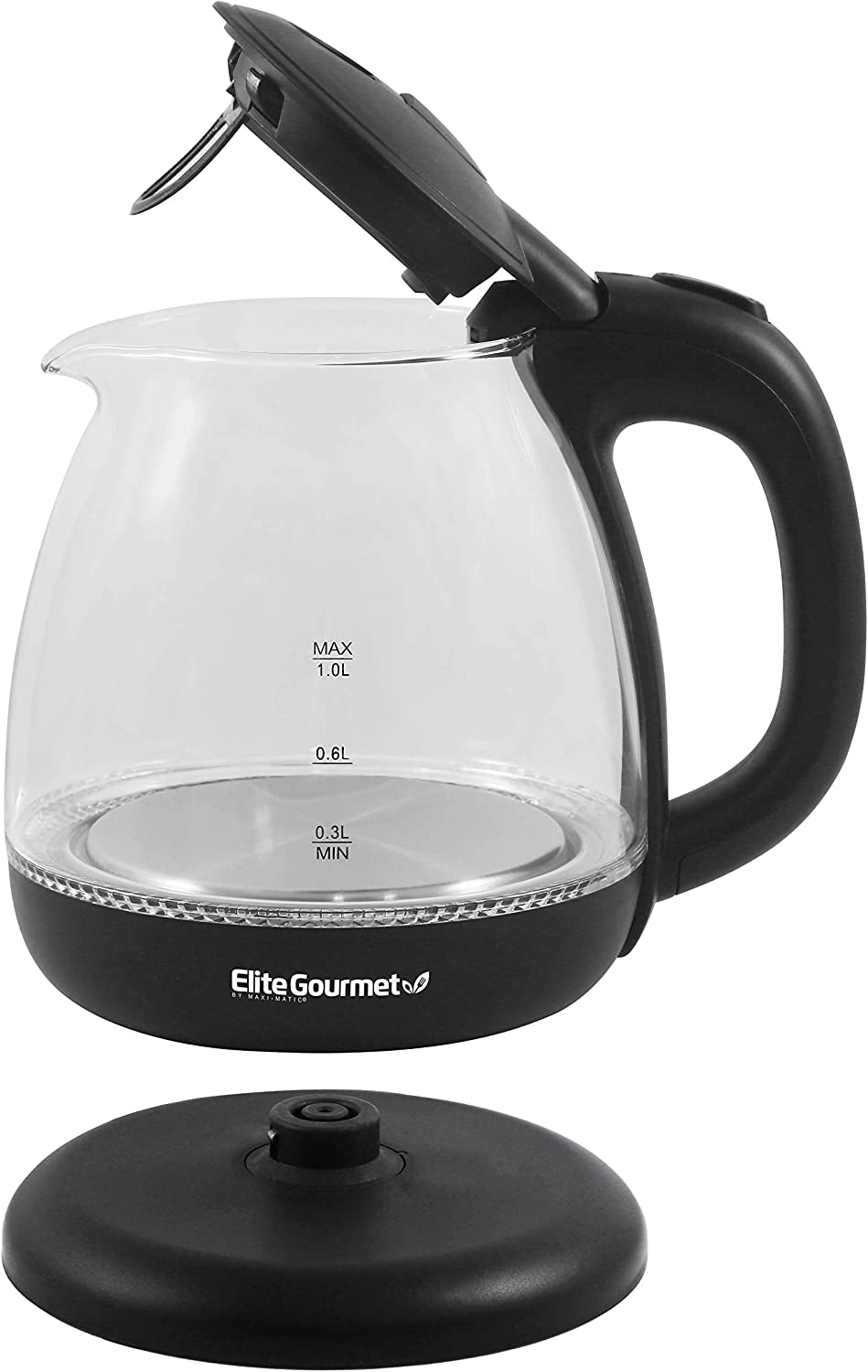 Electric 1.0L Bpa-Free Glass Kettle Cordless 360° Base, Stylish Blue LED Interior, Handy Auto Shut-Off Function – Quickly Boil Water for Tea & More