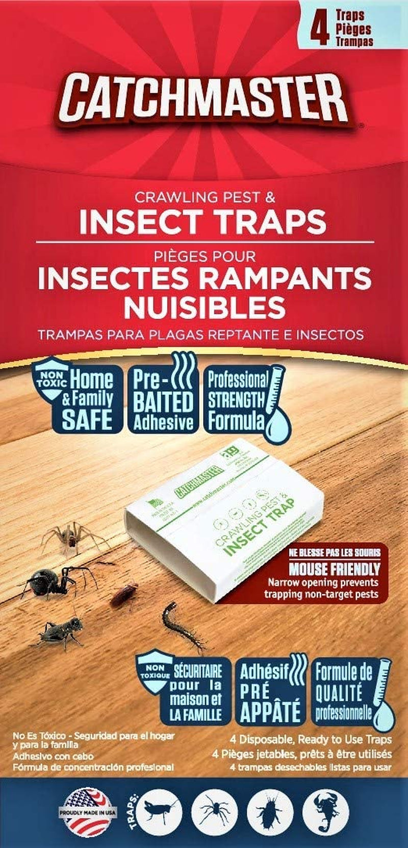 4 Professional Strength Catchmaster Spider & Insect Glue Trap
