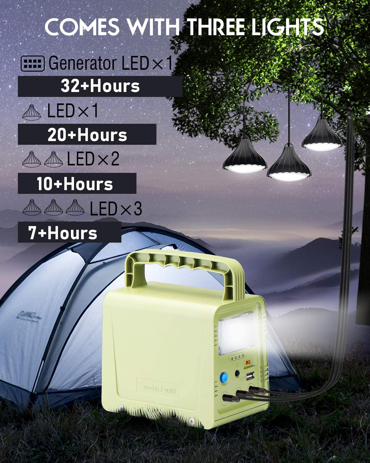 Portable Solar Generator 42Wh/84Wh, Portable Solar Power Station with Solar Panel & Flashlights, Rechargeable Home Emergency Power Bank, Camping Lights with Battery, USB DC Outlets, for Travel Fishing Hunting