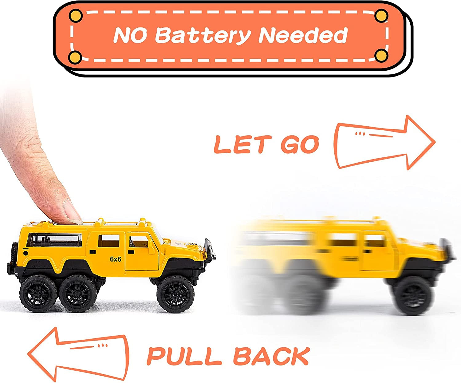 Diecast Toy Trucks 4 Pack Pull Back Toy Cars Openable Doors Off-Road Car Toys Birthday Gift for Boys and Toddlers (Original)