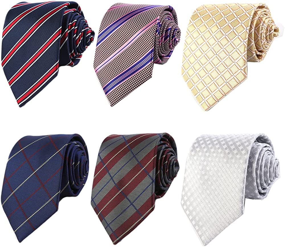 6 Pcs Men's Necktie Classic Silk Tie Woven Jacquard Neck Ties