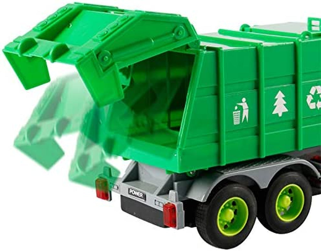 Friction Powered Garbage Truck Toys 1:16 Toy Vehicle with Lights and Sounds for Kids