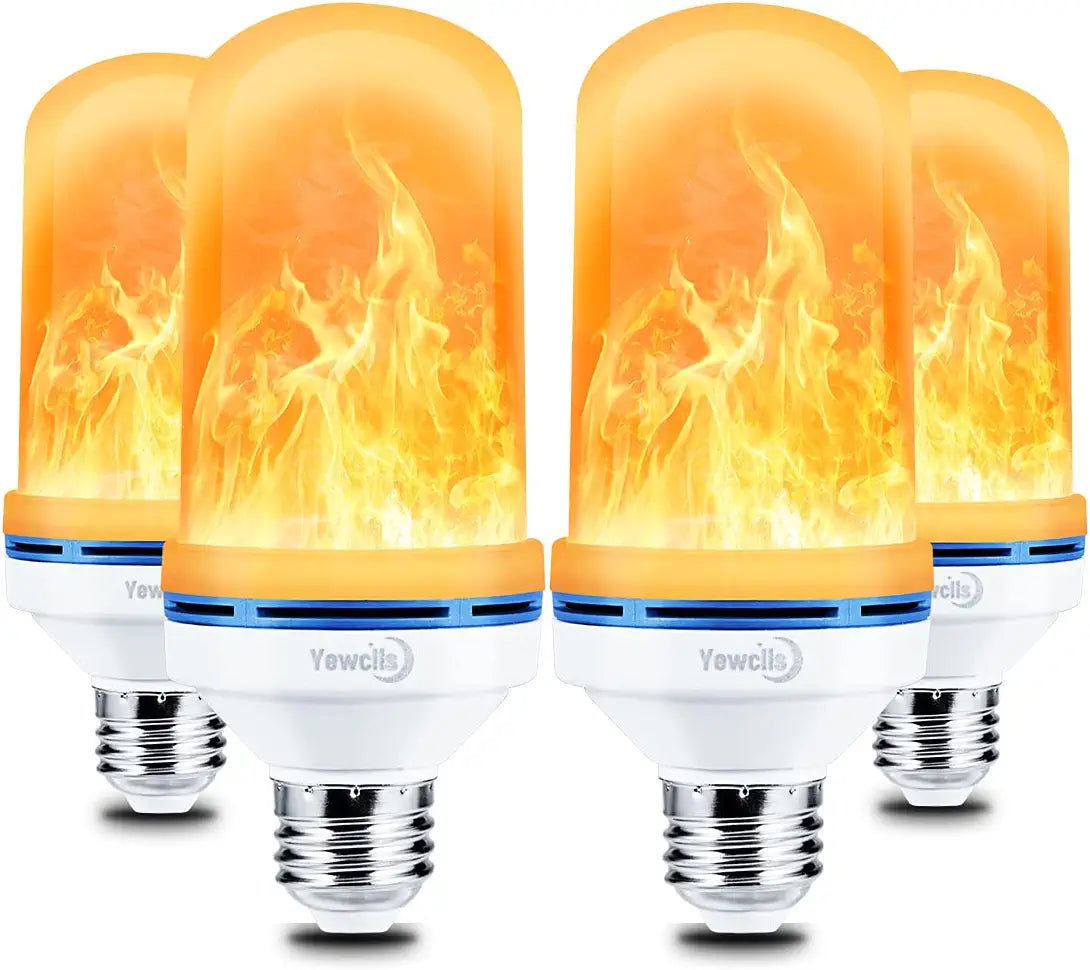 2 Pack LED Flame Effect Light Bulb, 4 Modes E26 Base Fire Light Bulbs with Gravity Sensor, Flickering Light Bulb for Indoor / Outdoor / Home / Christmas Decoration