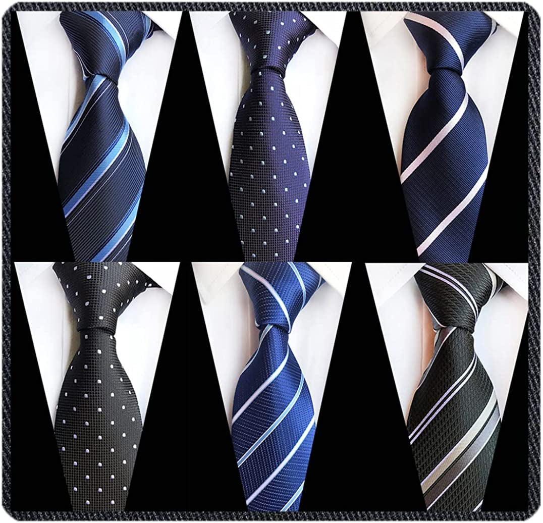 6 Pcs Men's Necktie Classic Silk Tie Woven Jacquard Neck Ties