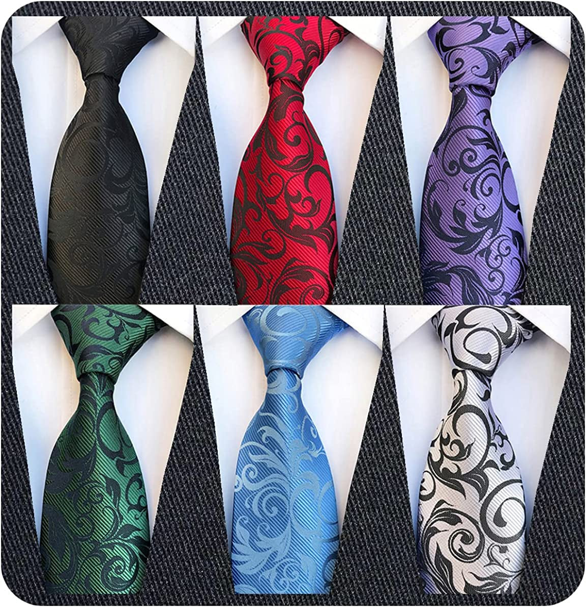 6 Pcs Men's Necktie Classic Silk Tie Woven Jacquard Neck Ties