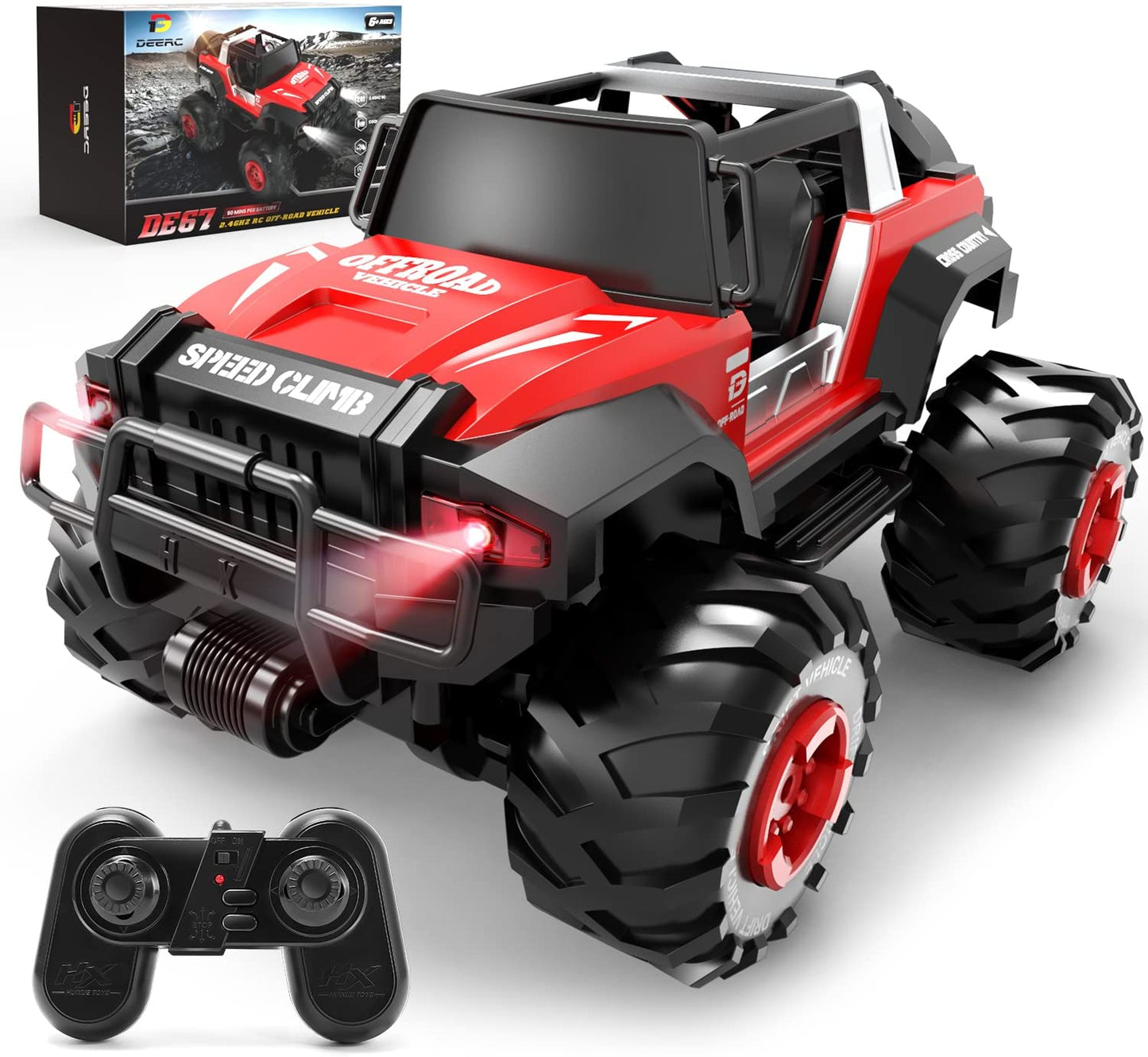Remote Control Car RC Racing Cars,1:18 Scale 80 Min Play 2.4Ghz LED Light Auto Mode off Road RC Trucks with Storage Case,All Terrain SUV Jeep Cars Toys Gifts for Boys Kids Girls Teens,Blue