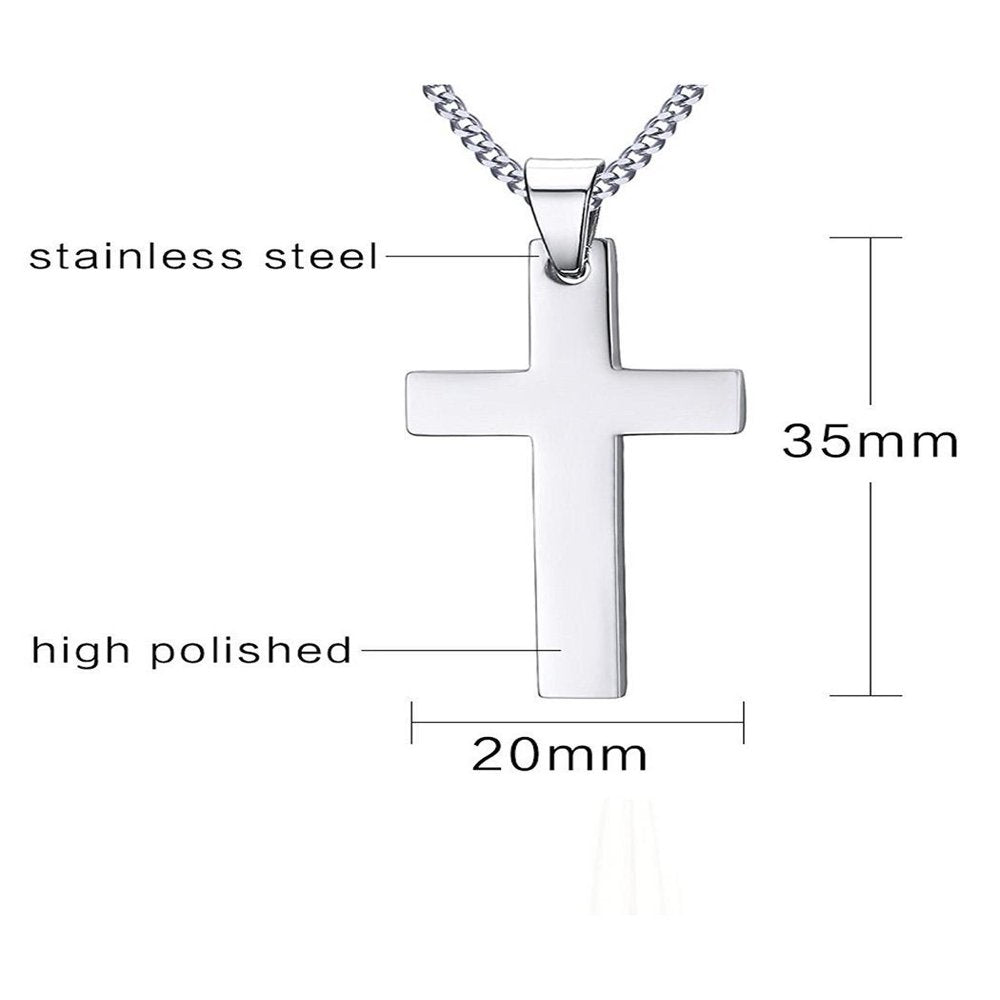 Stainless Steel Cross Pendant Chain Necklace for Men Women Jewelry Gift