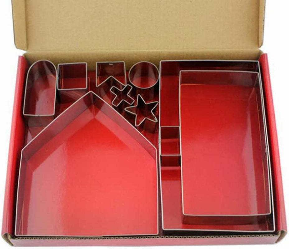 Set of 10 - Gingerbread House Cookie Cutter Set, Bake Your Own Small Christmas House Kit, Chocolate House, Haunted House, Gift Box Packaging