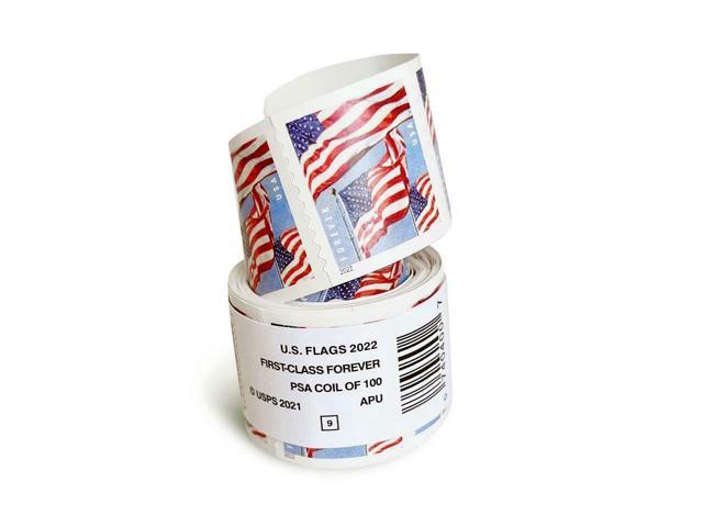 USPS FOREVER Stamps, Forever Us Flag 2022, Coil of 100 Postage Stamps