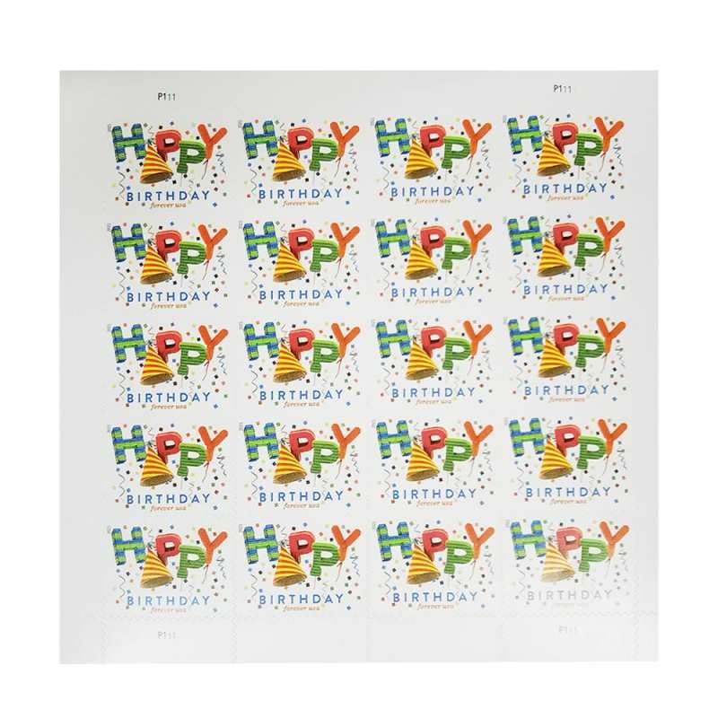 USPS Happy Birthday Forever Stamps 2021 - Sheet of 20 Postage Stamps