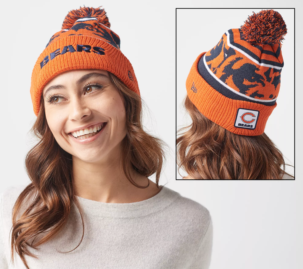 New Era Official NFL Sideline Sport Embroidered Cuffed Knit Hat with Pom