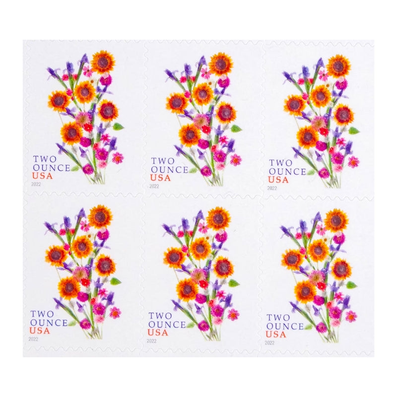 USPS Sunflower Bouquet Two Ounce Forever Stamps - Sheet of 20 Postage Stamps
