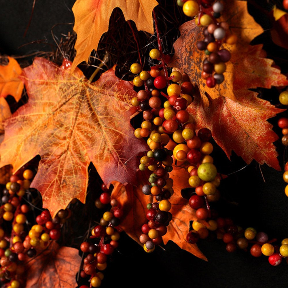 Fall Wreath, Artificial Fall Wreaths for Front Door Outside, Autumn Wreath Harvest Fall Door Wreath Thanksgiving Wreath for Home/Indoor/Outdoor