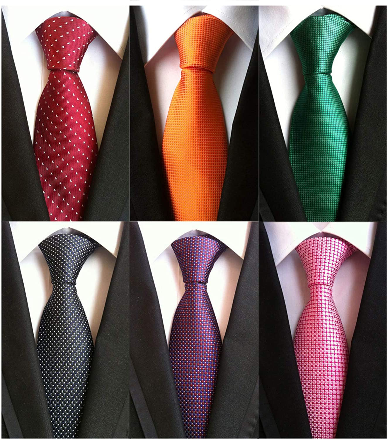 6 Pcs Men's Necktie Classic Silk Tie Woven Jacquard Neck Ties