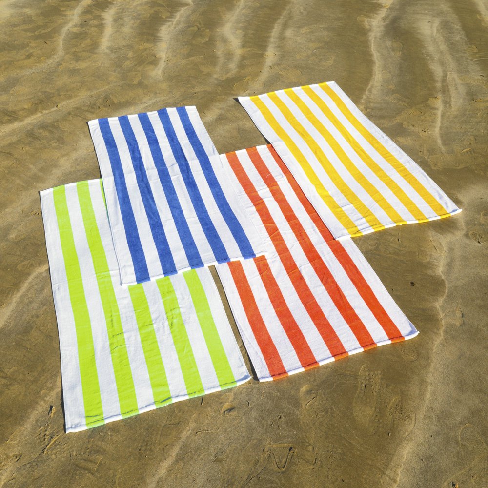 4-Pack Cabana Stripe Beach Towels, Standard Size, Assorted Colors, 28 in X 60 In