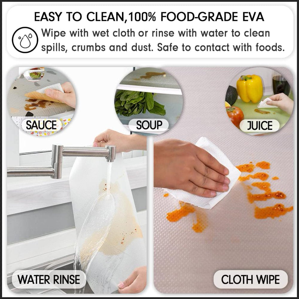 8 Pcs Refrigerator Liners, Washable Mats Covers Pads, Home Kitchen Gadgets Accessories Organization for Top Freezer Glass Shelf Wire Shelving Cupboard Cabinet Drawers