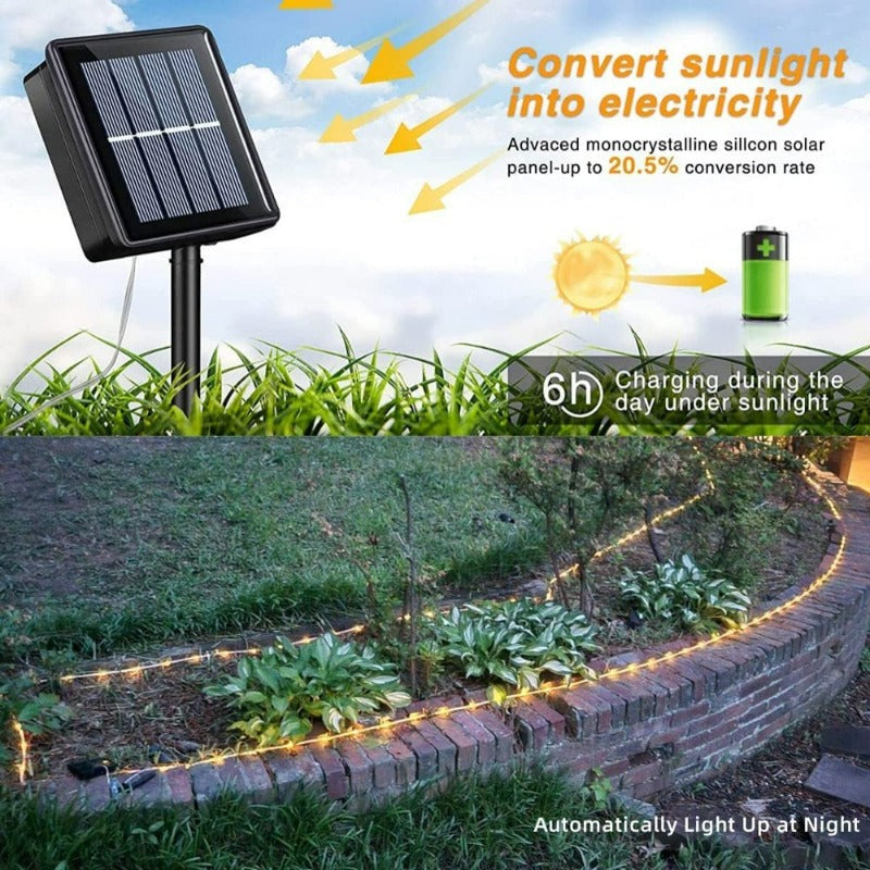 2Pack Solar Rope Lights 33FT 100LED for Pool, 8 Modes Outdoor Waterproof for Fence,Gazebo,Yard,Walkway,Path,Garden Decor