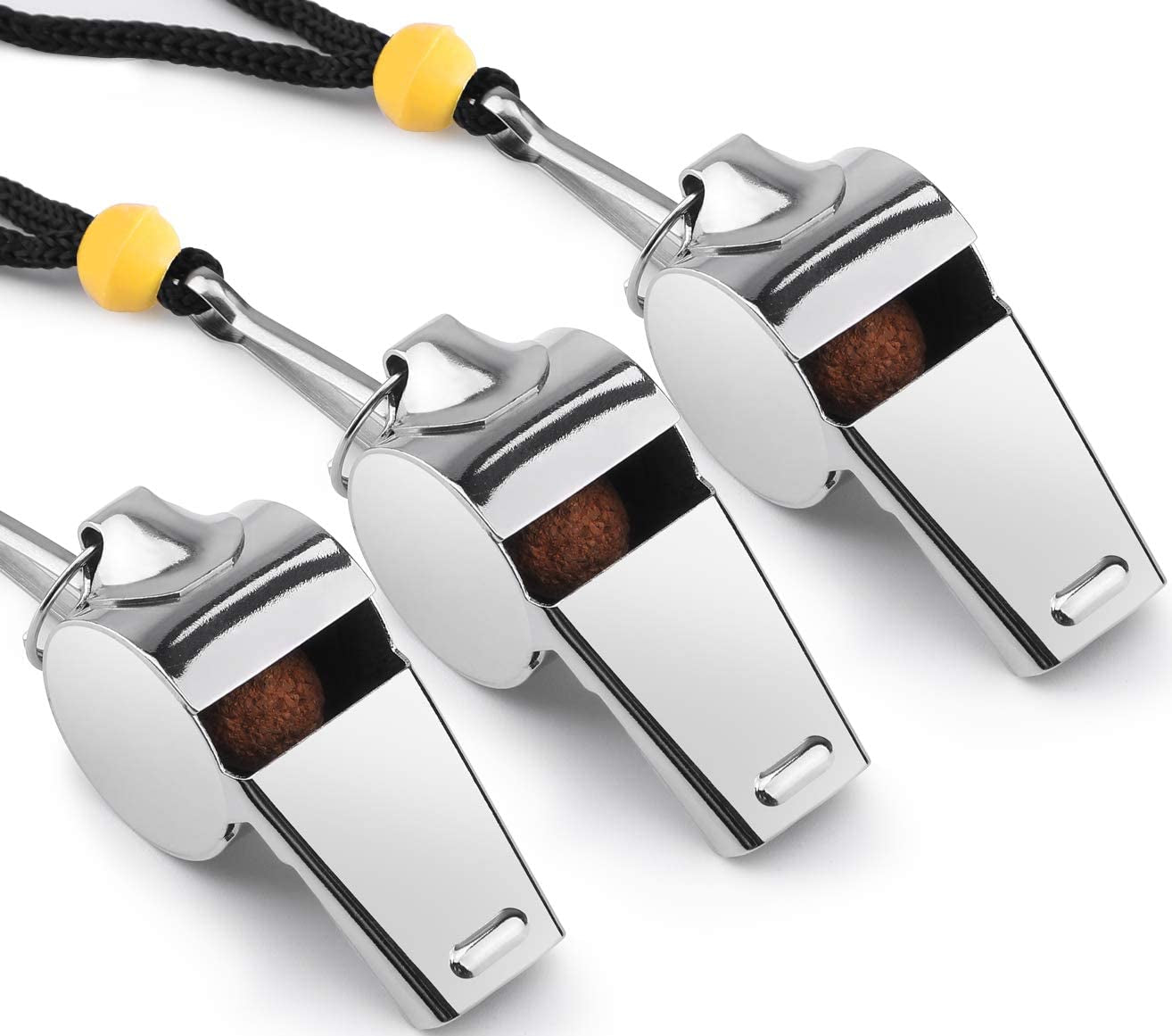 Coach Whistles Metal Whistle with Lanyard, Loud Crisp Sound Sports Whistles for Referees, Coaches, Teachers, Polices, Training, Outdoor Sports, Survival, Emergency