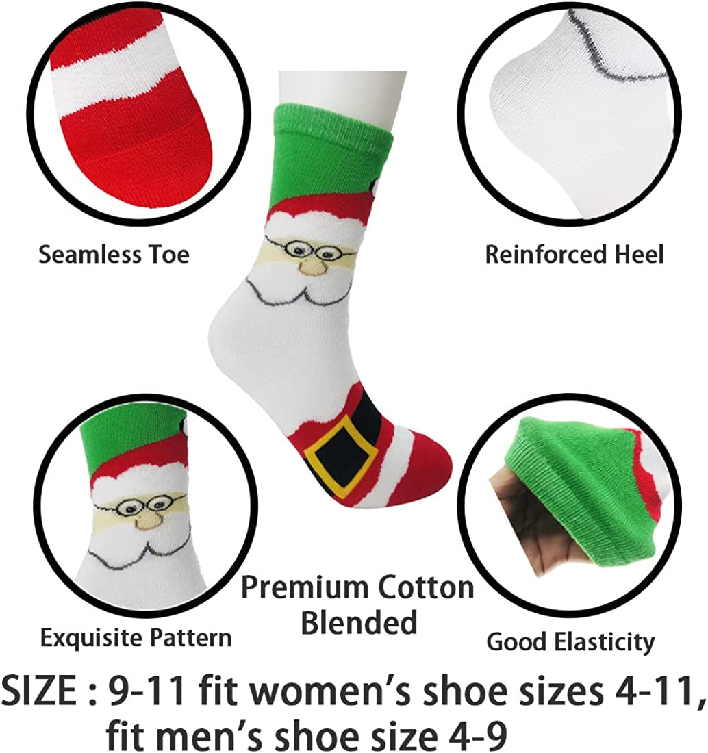 15 Pairs Women'S Christmas Socks Gifts for Women Girls Funny Novelty Colorful Cotton Holiday Crew Socks