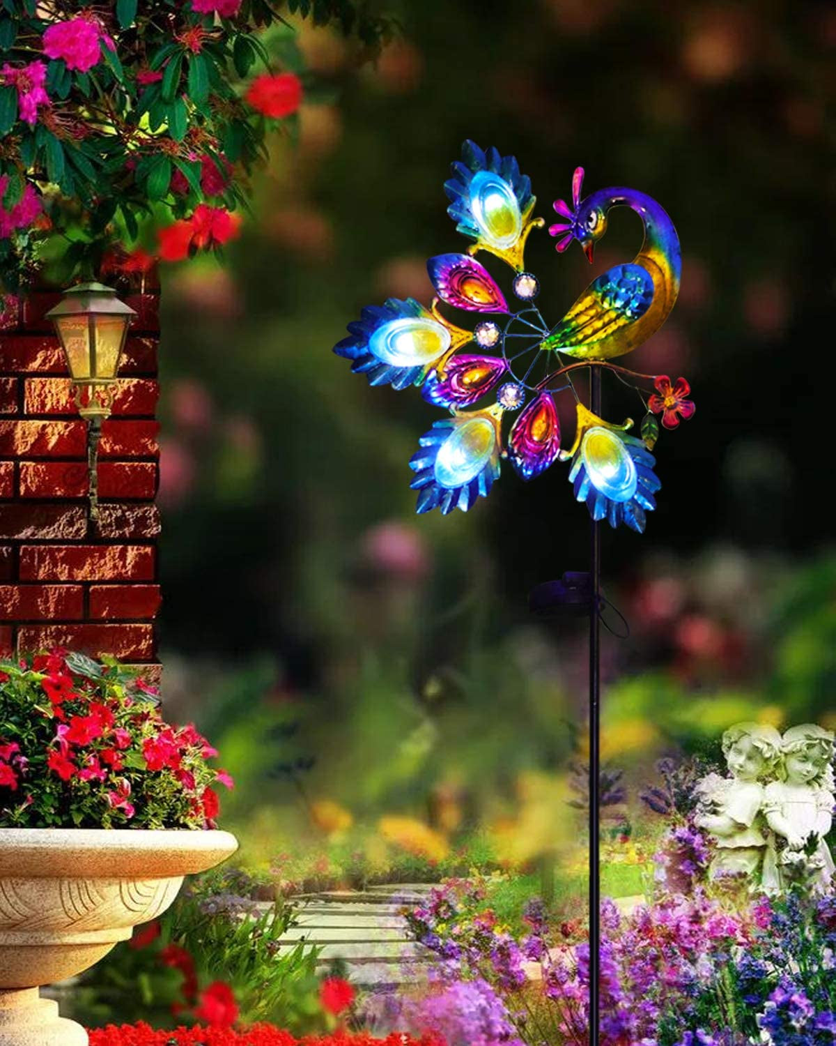 Garden Solar Lights Pathway Outdoor,Peacock Garden Stake Metal Lights Decorative Yard Art Waterproof LED Garden Lights,for Patio Yard Walkway Pathway Lawn Decoration
