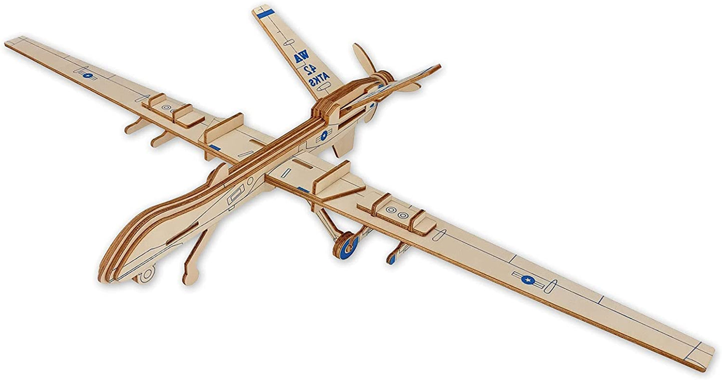 Hands Craft Airplane DIY 3D Wooden Puzzle Model Kit - Laser Cut Wooden Puzzle Craft Kit, Brain Teaser and Educational STEM DIY Building Model Toy,Fighter Jet