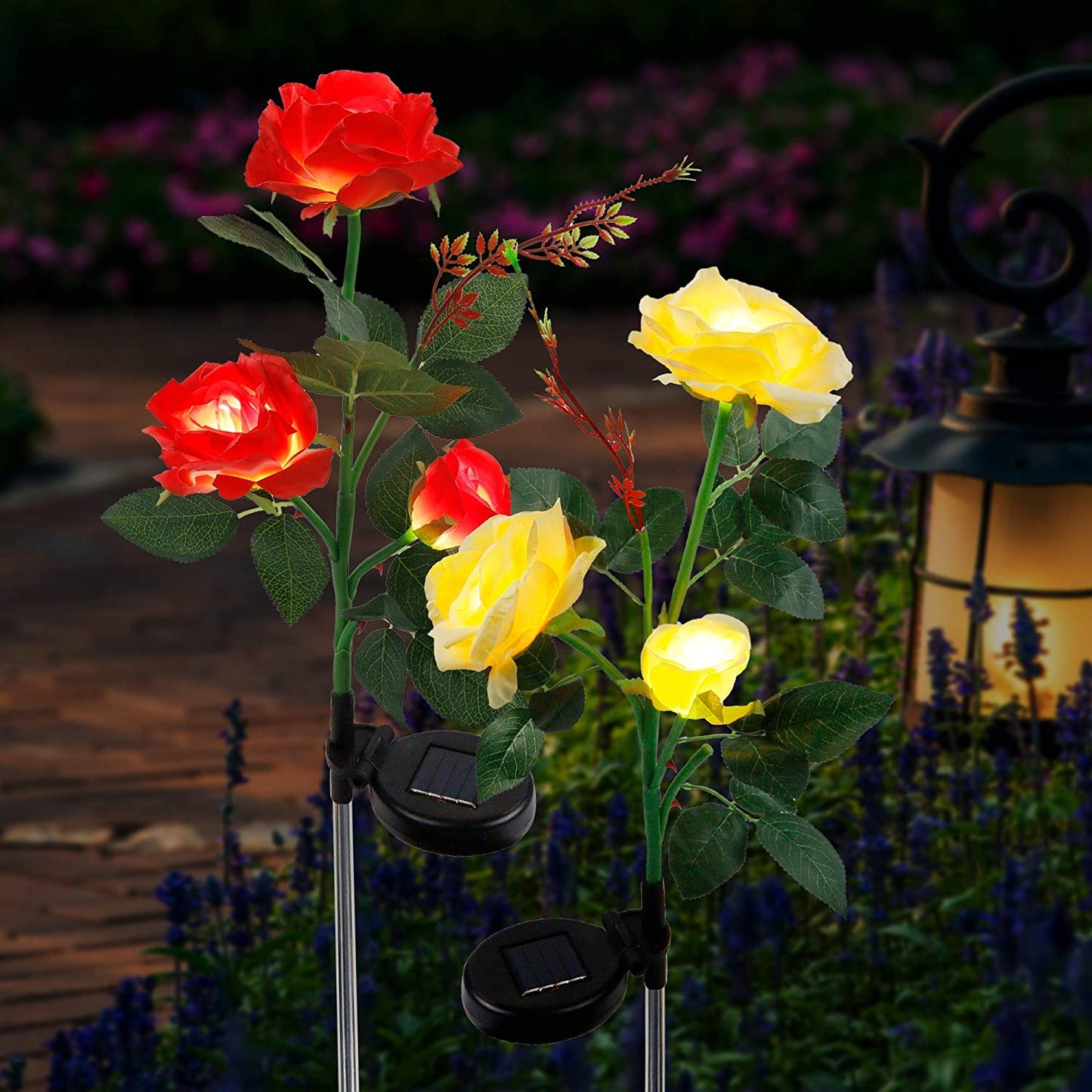2 Pack Solar Garden Stake Lights, Outdoor Chrysanthemum Lights, LED Solar Powered Lights for Patio Lawn Garden Yard Pathway Decoration, Yellow