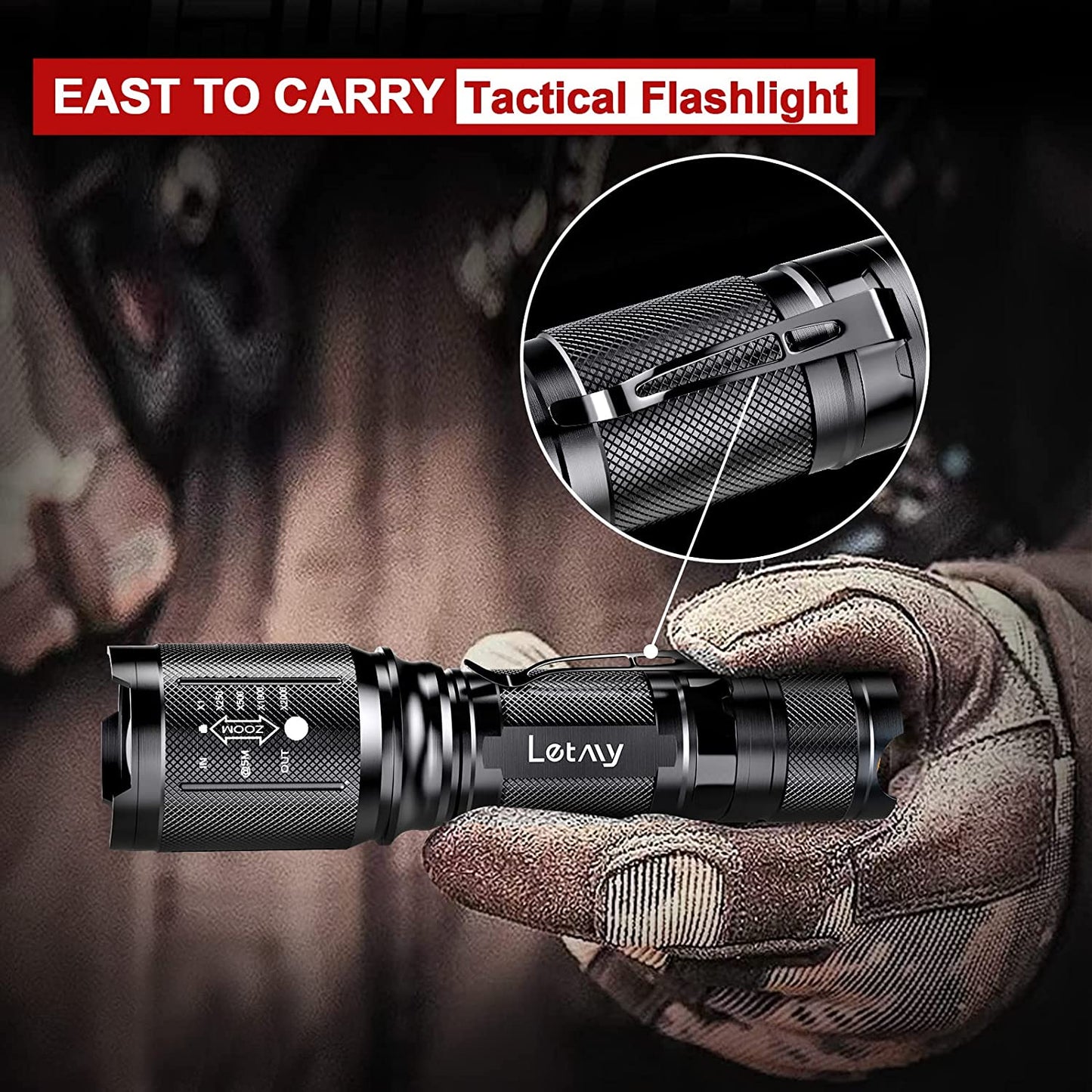 LED Tactical Flashlight S2000 PRO - 2Pcs Ultra Bright High Lumens LED Flashlights - Zoomable, 5 Modes Flashlights, Water Resistant Flash Light for Emergency, Hurricane Supplies, Camping