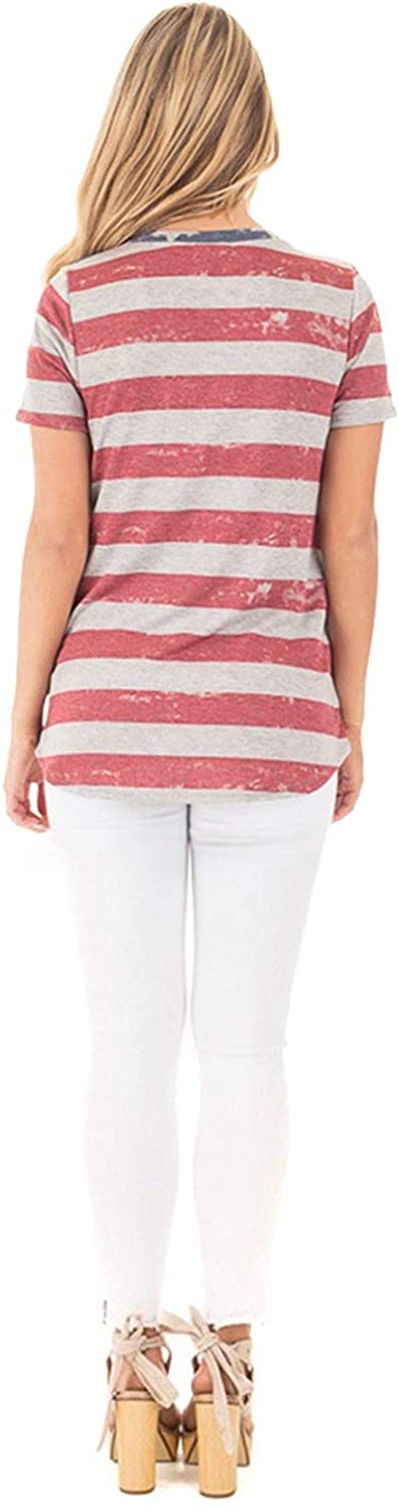 Women's Casual American Flag T Shirt 4th of July Short Sleeve Tee USA Patriotic Summer Blouse Tops…