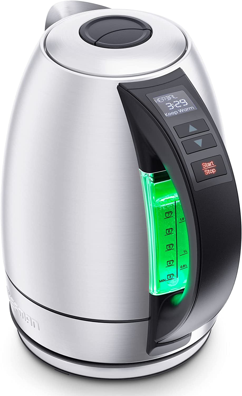 Chefman 1.7 Liter Electric Glass Tea Kettle, Fast Hot Water Boiler, One Touch Operation, Boils 7 Cups, Swivel Base & Cordless Pouring, Auto Shut-Off